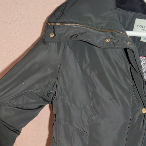 Cole Haan Women's Black Puffer Jacket with Gold Accents - Picture 6 of 10